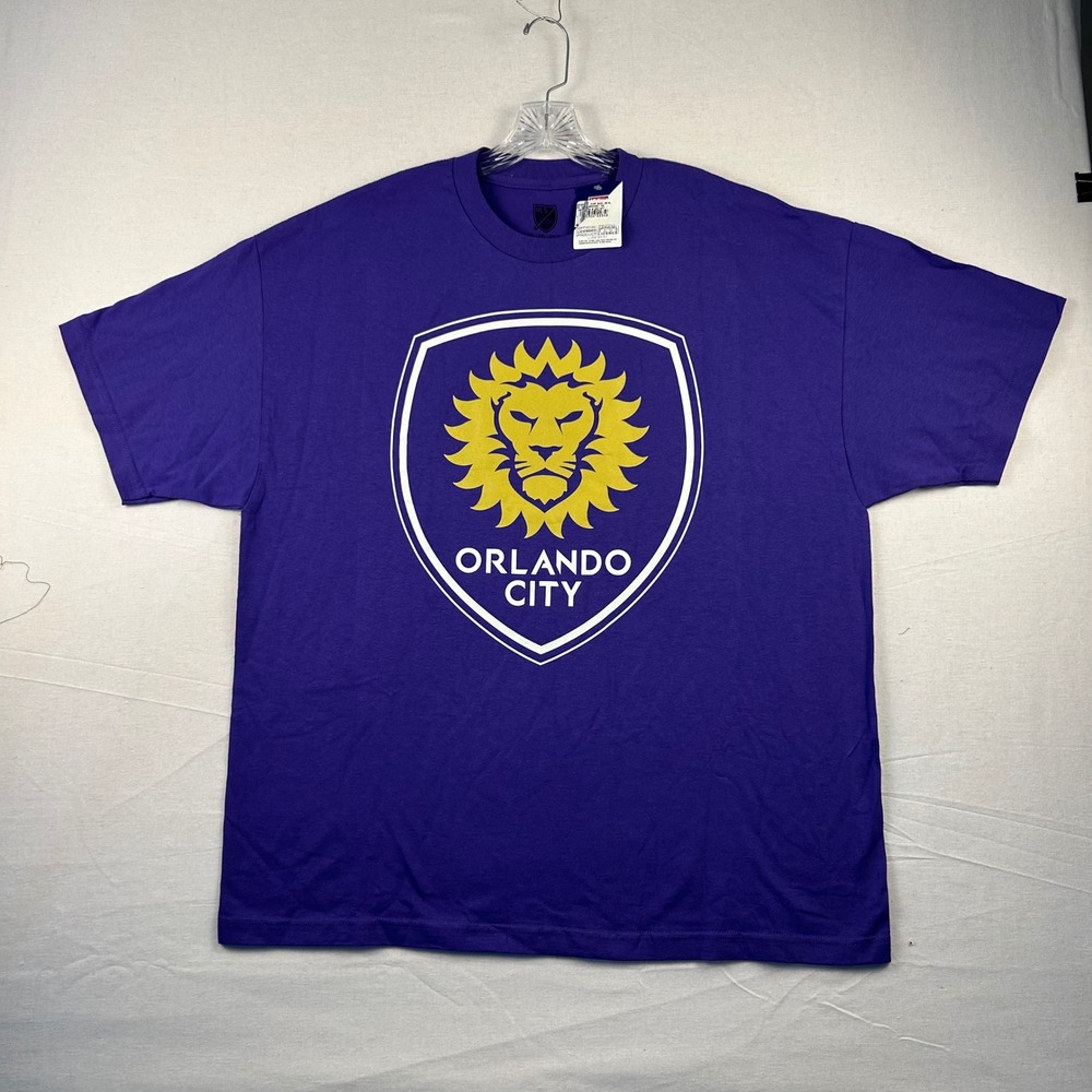 MLS Orlando City SC Mens 2XL Purple Lion Crest Graphic T-Shirt New